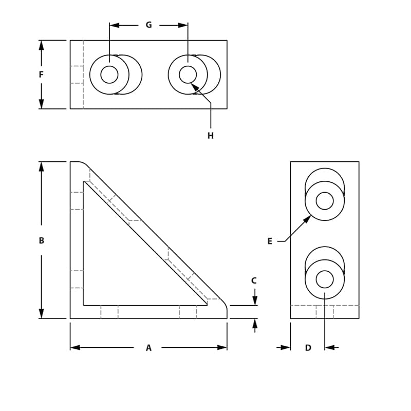 Image of Draw-4 Hole Vertical Inside Corner Gusset