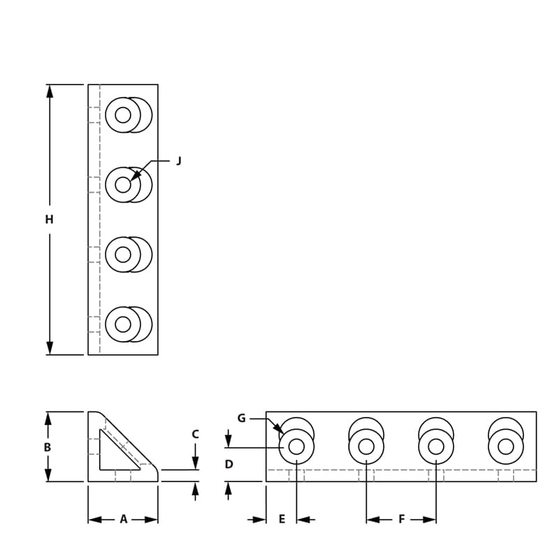 Image of Draw-8 Hole Horizontal Inside Corner Gusset