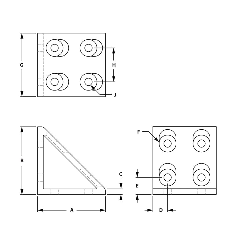 Image of Draw-8 Hole Vertical Inside Corner Gusset